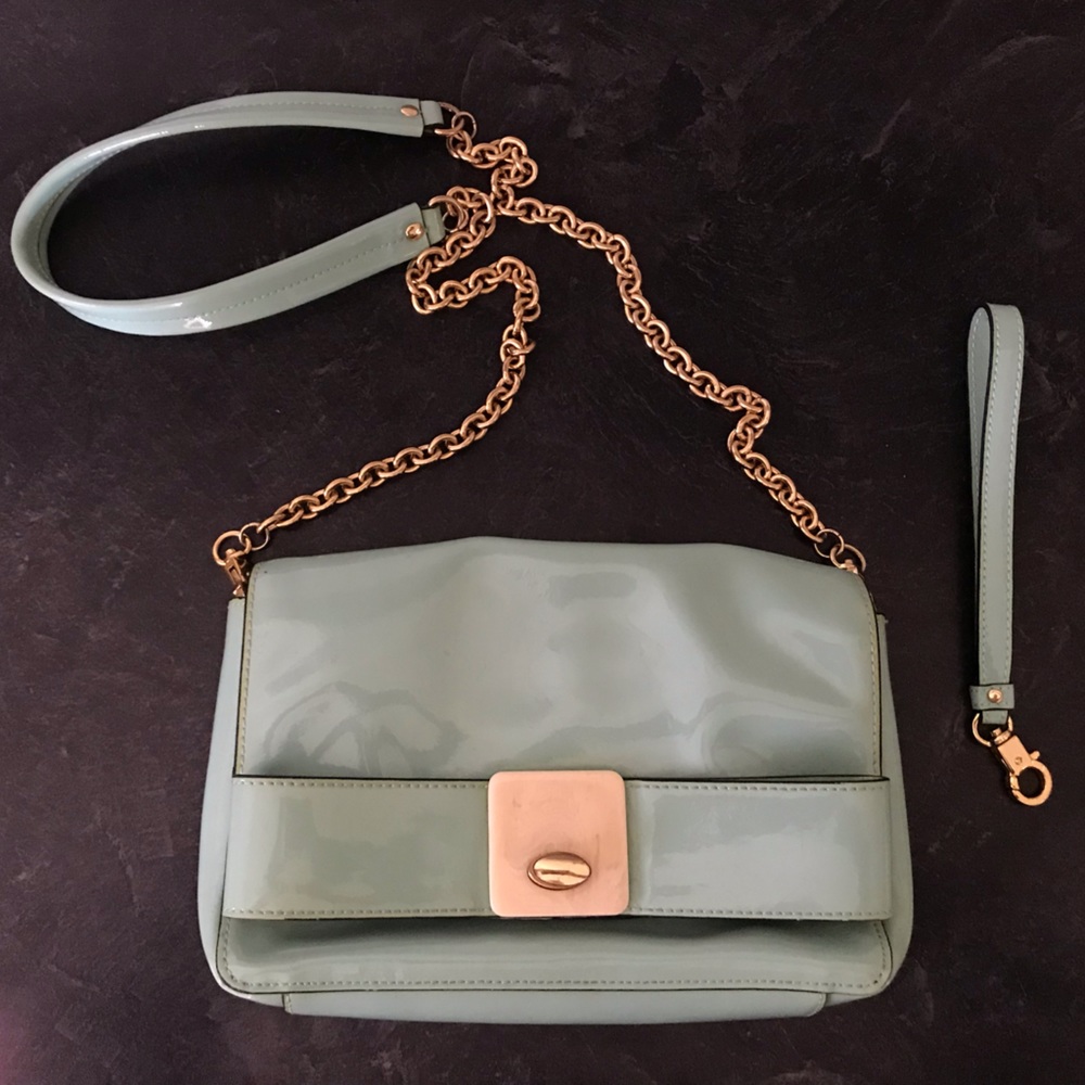 Oral Kiely Patent Leather Crossbody Bag - Mint